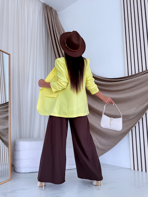 Light yellow, ONE SIZE jacket with gathered sleeves